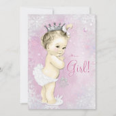 Roze Sneeuwvlok Meisjes Winter Wonderland Baby sho Kaart (Voorkant)
