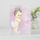 Roze Sneeuwvlok Meisjes Winter Wonderland Baby sho Kaart (Staand voorkant)