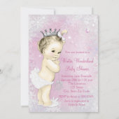 Roze Sneeuwvlok Meisjes Winter Wonderland Baby sho Kaart (Achterkant)