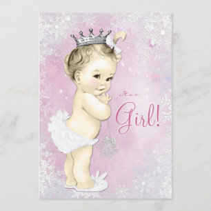 Roze Sneeuwvlok Meisjes Winter Wonderland Baby sho Kaart