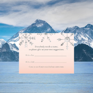 Roze Sneeuwvlok Naam Suggesties Baby shower Game Informatiekaartje