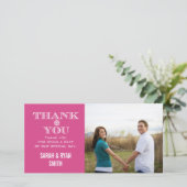 Roze Sneeuwvlok Trouwfoto Dank u kaarten (Staand voorkant)