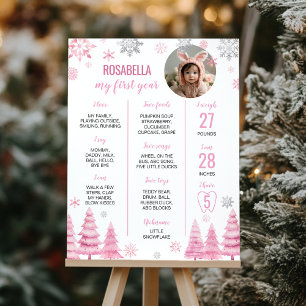 Roze sneeuwvlok Verjaardag mijlpaal Foto Poster