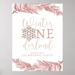 Roze Sneeuwvlok Verjaardags Welkom, Winter Onederl Poster