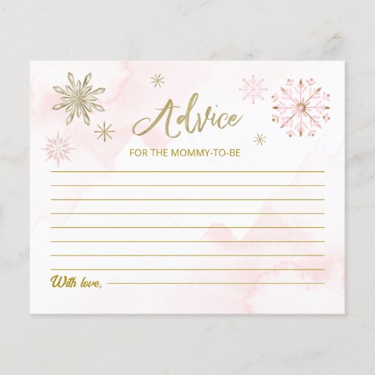 Roze Sneeuwvlok Winter Meisje Baby shower Advies K (Voorkant)