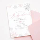 Roze Sneeuwvlok Winter Meisje Baby shower Kaart
