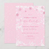 Roze Sneeuwvlok Winter Onederland Verjaardag Uitno Kaart (Voorkant / Achterkant)