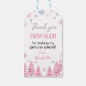 Roze Sneeuwvlok Winter Verjaardag Bedankje Cadeaut Cadeaulabel (Voorkant)