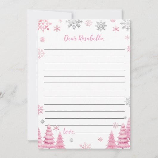 Roze Sneeuwvlok Winter Verjaardag Tijd Capsule Kaa Bedankkaart (Voorkant)