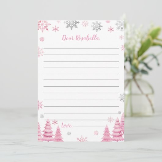 Roze Sneeuwvlok Winter Verjaardag Tijd Capsule Kaa Bedankkaart (Staand voorkant)