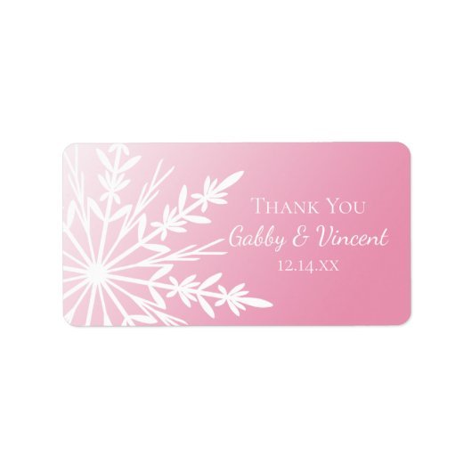 Roze sneeuwvlok Winter Weddenschap Etiket (Voorkant)