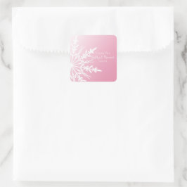 Roze sneeuwvlok Winter Weddenschap Vierkante Sticker