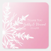 Roze sneeuwvlok Winter Weddenschap Vierkante Sticker (Voorkant)