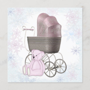 Roze Sneeuwvlok Winter Wonderland Baby shower Kaart