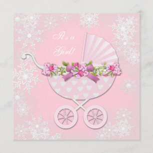 Roze Sneeuwvlok Winter Wonderland Baby Shower Kaart