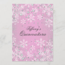 Roze Sneeuwvlok Winter Wonderland Quinceanera Kaart