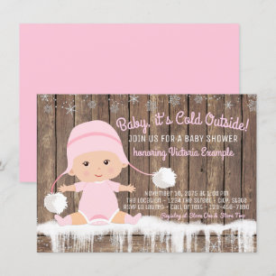 Roze Sneeuwvlokje Baby het is koud buiten Baby Sho Kaart