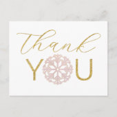 Roze Sneeuwvlokje Baby Shower Bedankkaart Briefkaart (Voorkant)