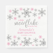 Roze Sneeuwvlokje Baby Shower in de Winter