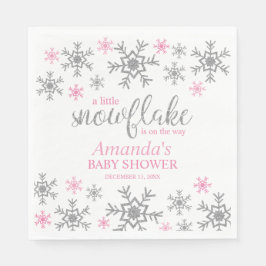 Roze Sneeuwvlokje Baby Shower in de Winter Servet