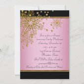 Roze Sneeuwvlokken Baby Meisje Douche Kaart (Achterkant)