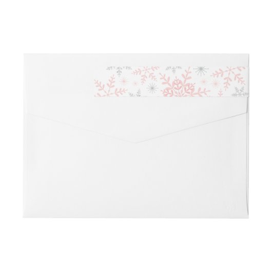 Roze Sneeuwvlokken Baby Meisje Douche Zilver Glitt (Achterkant)