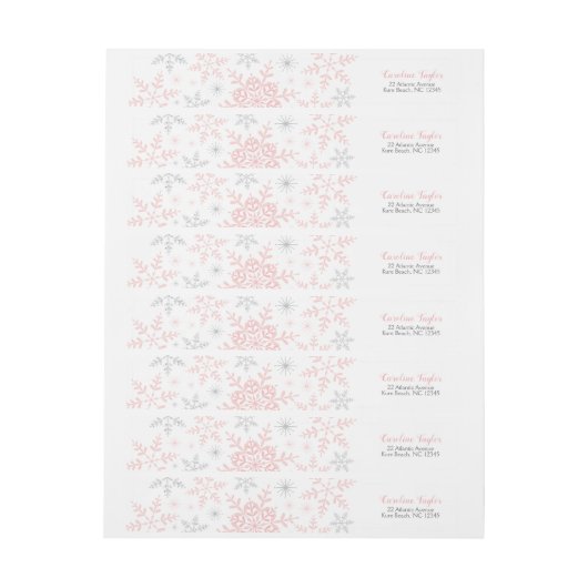 Roze Sneeuwvlokken Baby Meisje Douche Zilver Glitt (Vel)