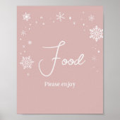 Roze sneeuwvlokken Baby shower eten Poster (Voorkant)