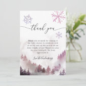 Roze sneeuwvlokken Baby shower Hartelijk dank Bedankkaart (Staand voorkant)