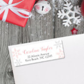 Roze Sneeuwvlokken Baby shower Winter Etiket