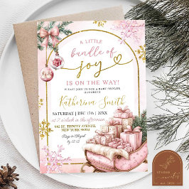 Roze Sneeuwvlokken Bundel Van Geluk Winter Baby Sh Kaart