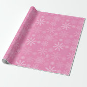 Roze Sneeuwvlokken Cadeaupapier (Uitgerold)