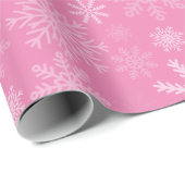 Roze Sneeuwvlokken Cadeaupapier (Rol Hoek)