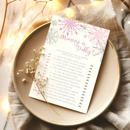 Roze sneeuwvlokken die zei het mama of papa spel