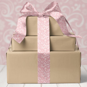 Roze sneeuwvlokken en kerstswirls satijnen lint