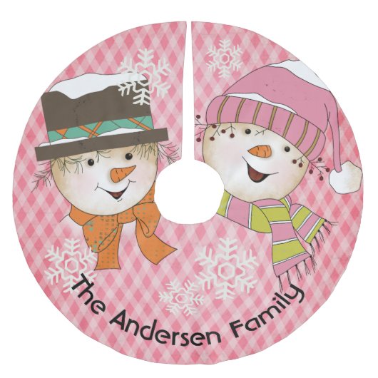 Roze sneeuwvlokken en sneeuwvlokken kerstboom rok (Voorkant)