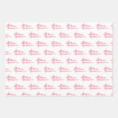 Roze Sneeuwvlokken en Vakantie Script op Wit Inpakpapier Vel (Voorkant 3)