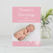 Roze Sneeuwvlokken Foto Kerstkaart (Staand voorkant)