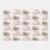 Roze Sneeuwvlokken IJs Schaatsen Kerstmis Inpakpapier Vel (Voorkant 3)