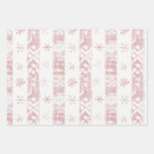 Roze Sneeuwvlokken IJs Schaatsen Kerstmis Inpakpapier Vel (Voorkant)