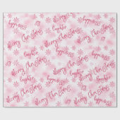 Roze Sneeuwvlokken Joy Geluk Lachen Kerstmis Cadeaupapier (Vlak)