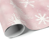 Roze Sneeuwvlokken Kerst Cadeaupapier (Rol Hoek)