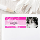 Roze Sneeuwvlokken Kerst Huwelijkslabel Etiket (Insitu)