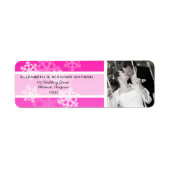 Roze Sneeuwvlokken Kerst Huwelijkslabel Etiket (Voorkant)