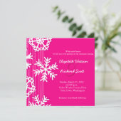 Roze sneeuwvlokken Kerst huwelijksuitnodiging Kaart (Staand voorkant)