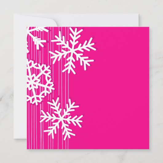 Roze sneeuwvlokken Kerst huwelijksuitnodiging Kaart (Achterkant)