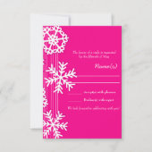 Roze sneeuwvlokken Kerst RSVP kaart (Voorkant)