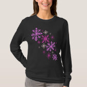 Roze Sneeuwvlokken Kerstmis Winter T-shirt (Voorkant)