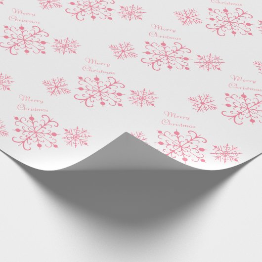 Roze Sneeuwvlokken Kerstmis Wrapping Papier (Hoek)