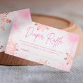 Roze Sneeuwvlokken Luier Raffle Meisje Baby shower Informatiekaartje